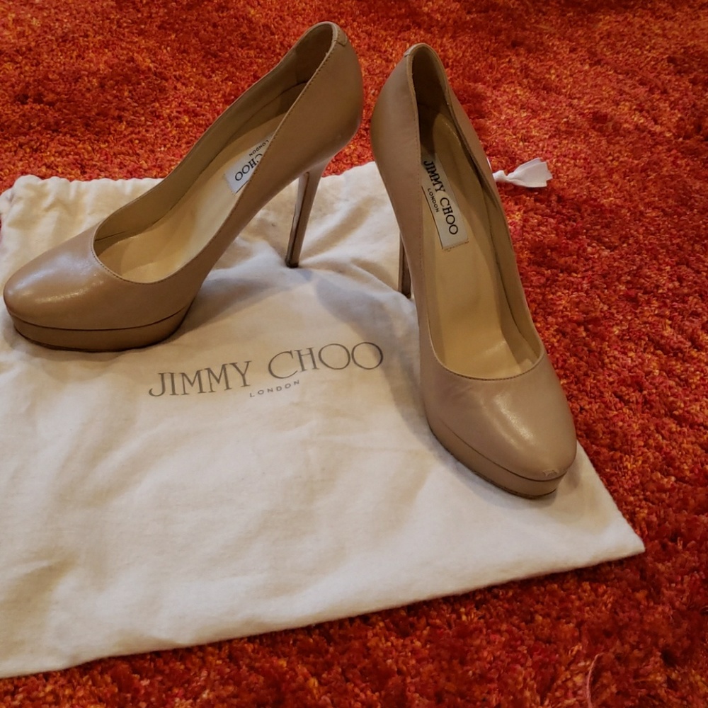 Jimmy Choo of London Tan Heel Platform shoes